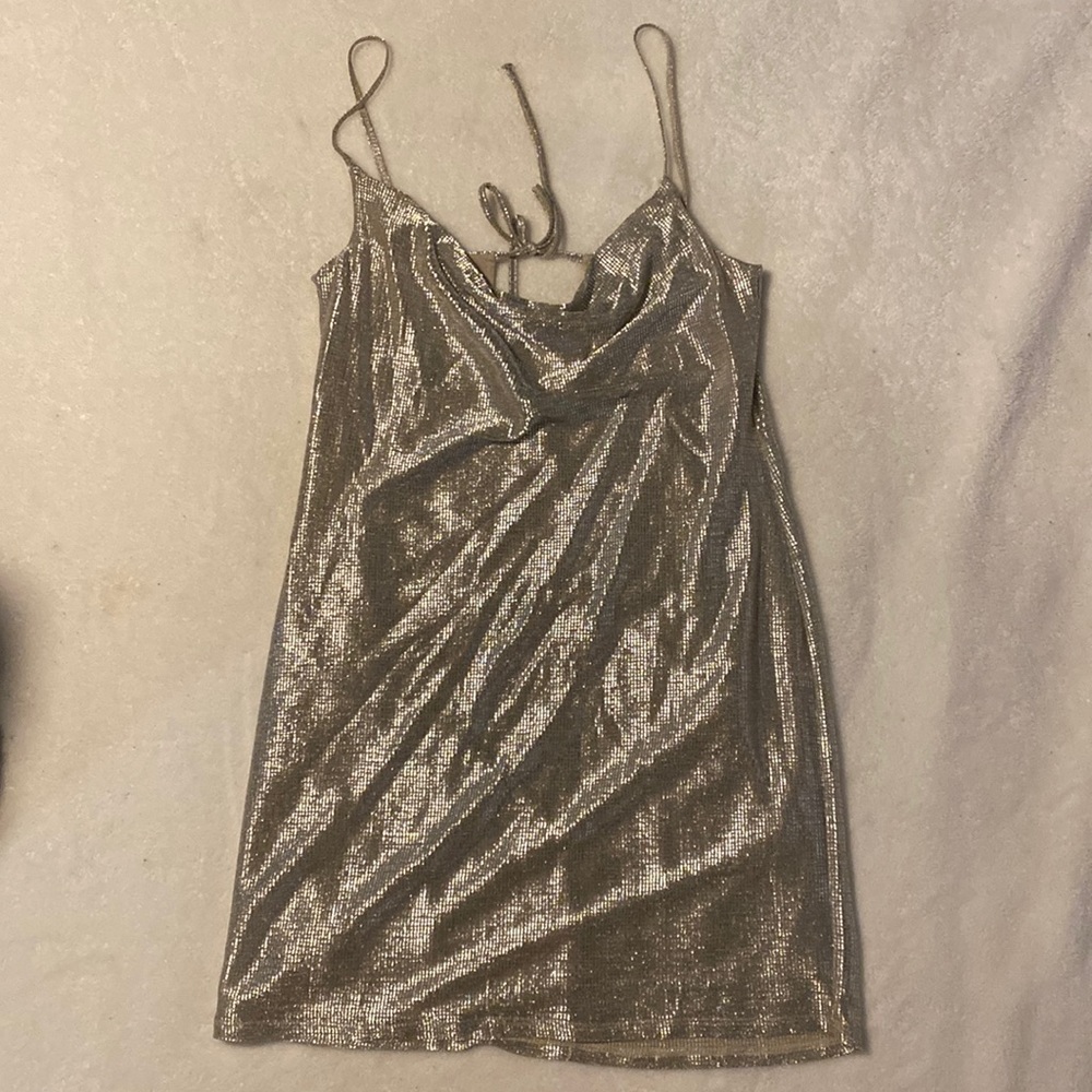 Top shop metallic mini dress